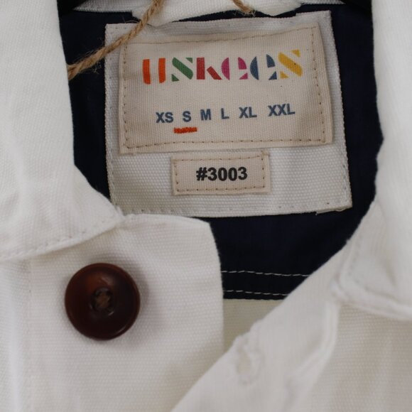 NWT Uskees workshirt Mens small button front work shirt cream organic cotton - Picture 5 of 16